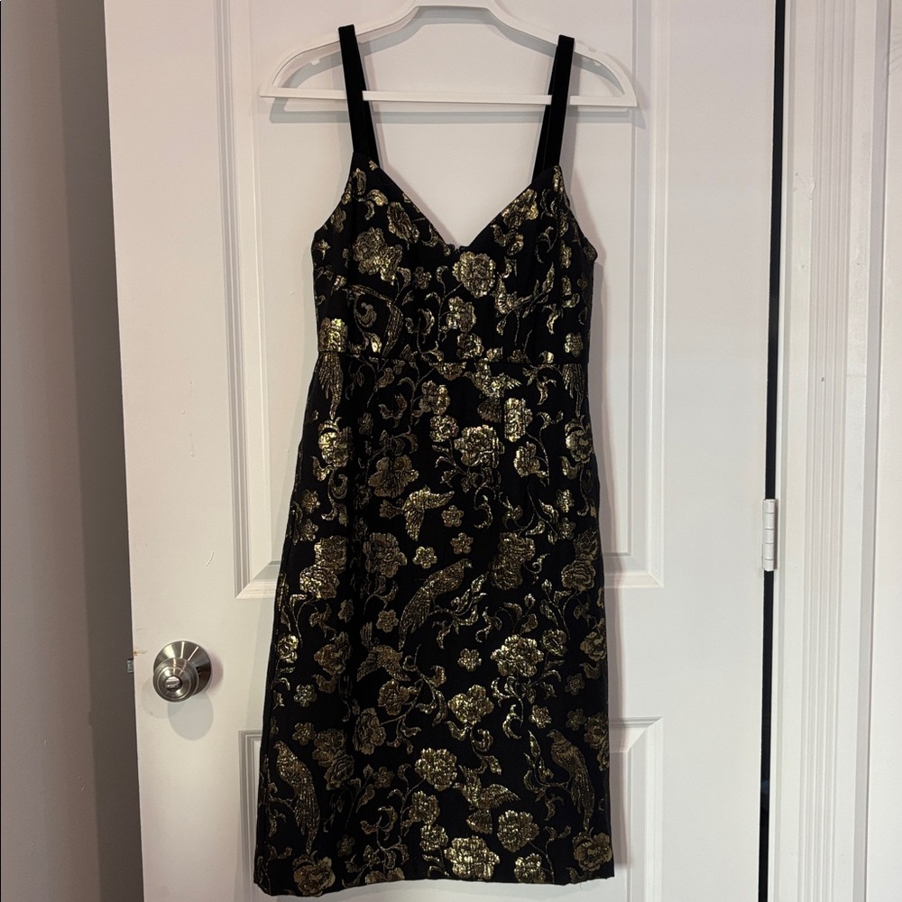 Maeve Black and Gold Floral Dress